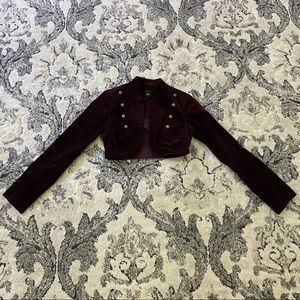 NWOT Steam Punk Crop Top Velvet Burgundy Jacket